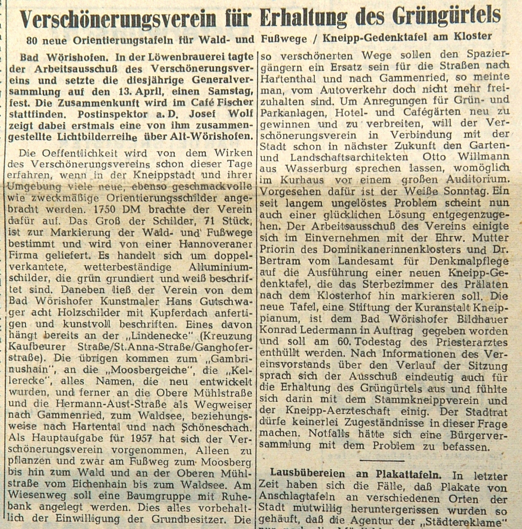 Mindelheimer Zeitung: Verschönerungsverein für Erhalt des Grüngürtels