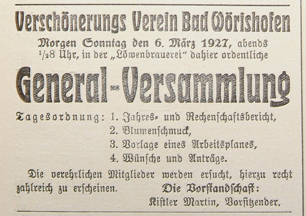 Mindelheimer Zeitung: Ankündigung Generalversammlung