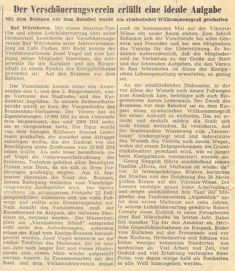 Mindelheimer Zeitung: Bericht Jahreshauptversammlung - Verschönerungsverein erfüllt ideale Aufgabe