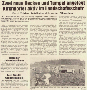 Mindelheimer Zeitung: Zwei neue Hecken und Tümpel angelegt