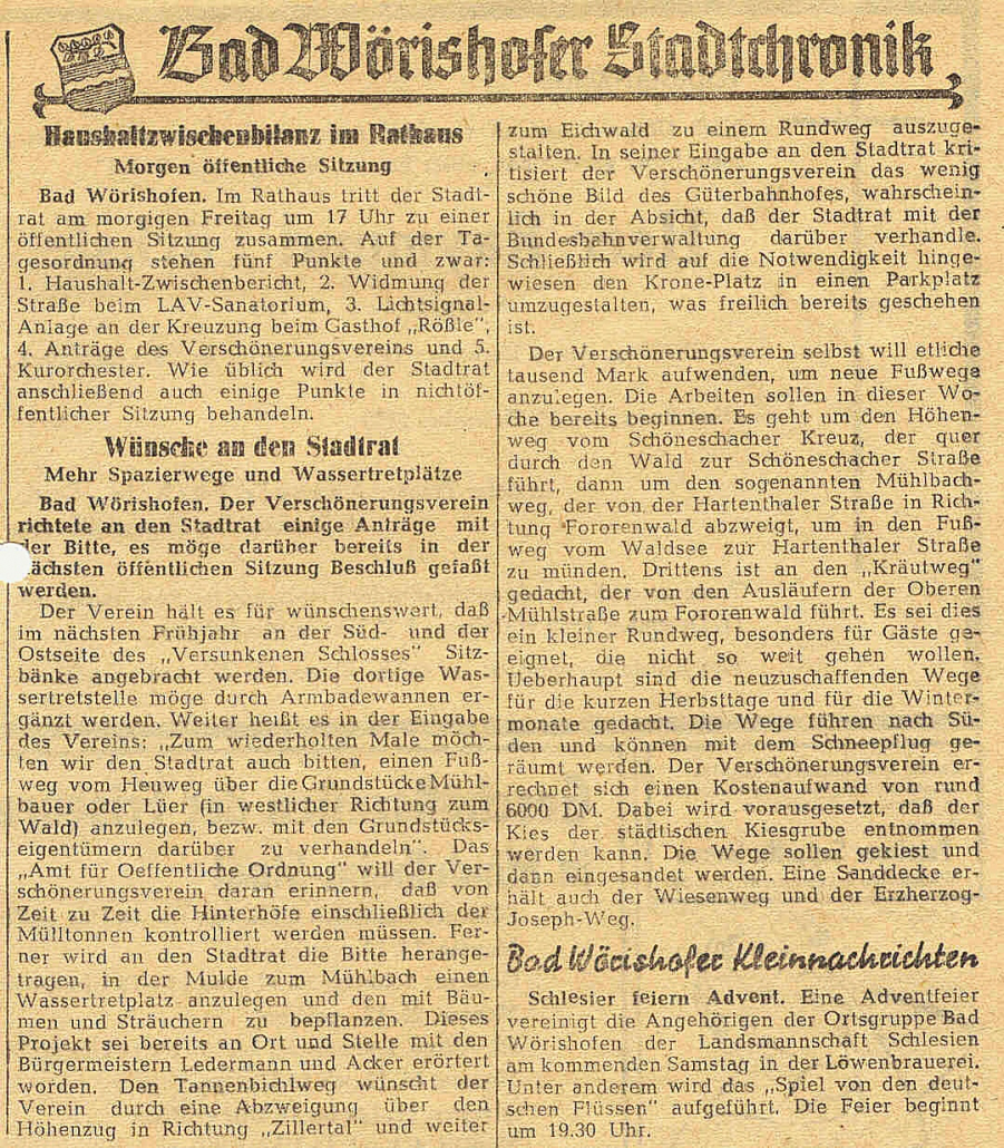Bad Wörishofer Stadtchronik: Mehr Spazierwege und Wassertretplätze