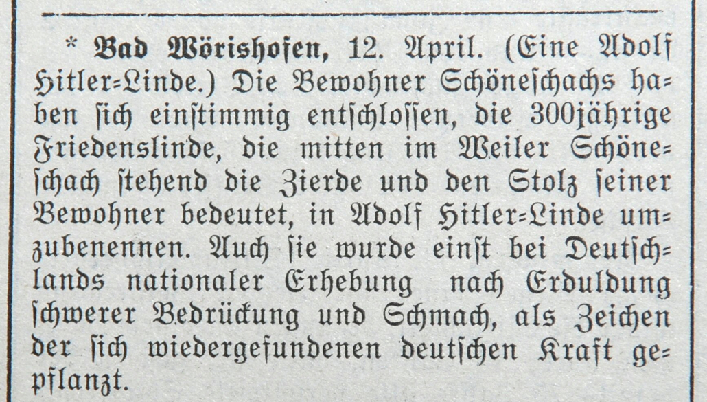 Mindelheimer Zeitung: Eine Adolf Hitler-Linde