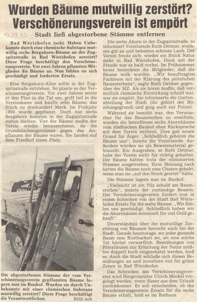 Mindelheimer Zeitung: Wurden Bäume mutwillig zerstört?