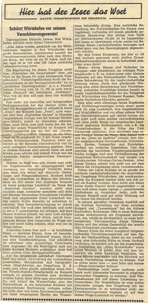 Mindelheimer Zeitung: Leserbrief - Schützt Wörishofen vor seinem Verschönerungsverein