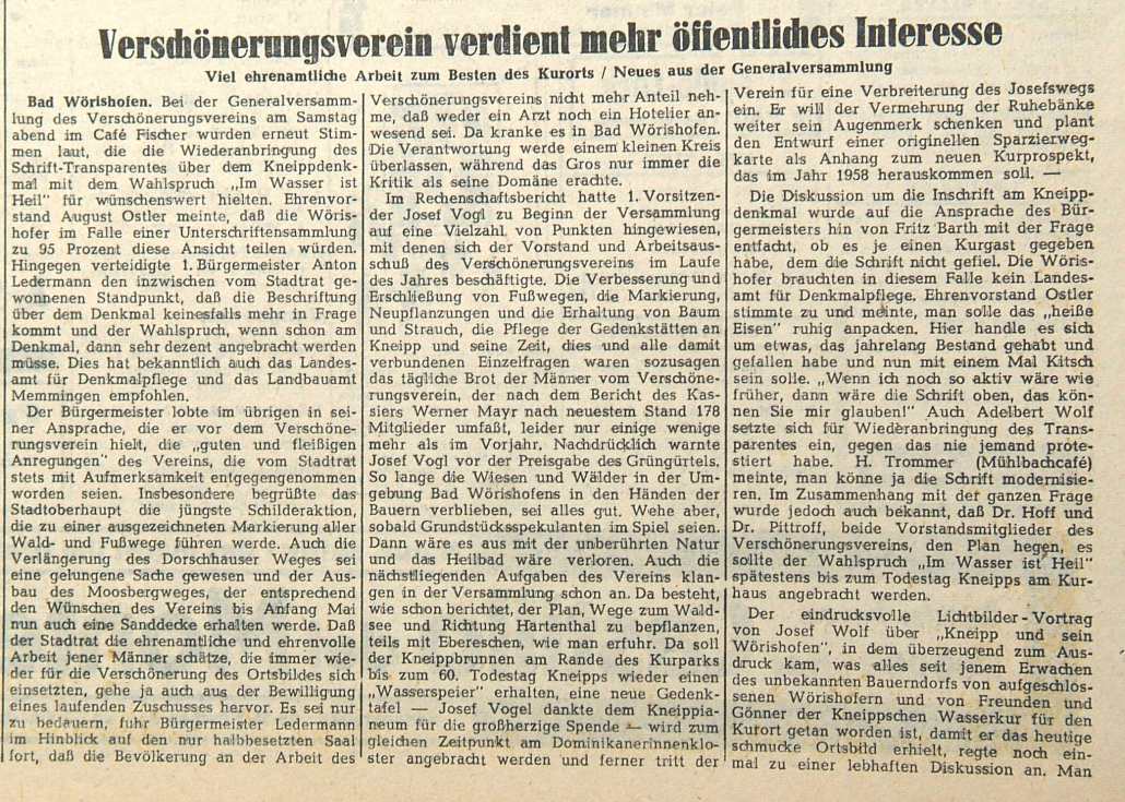 Mindelheimer Zeitung: Verschönerungsverein verdient mehr öffentliches Interesse Teil 1 