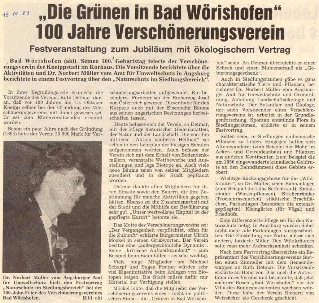 Mindelheimer Zeitung: 100 Jahre Verschönerungsverein