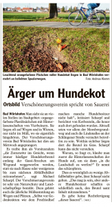 Mindelheimer_Zeitung / 23.11.2017: Ärger um Hundekot