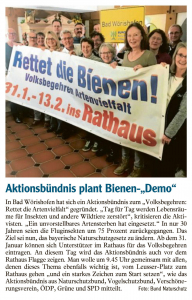 Mindelheimer Zeitung / 26.01.2019: Rettet die Bienen!