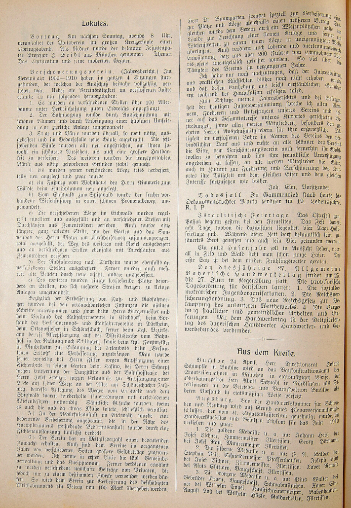 Mindelheimer Zeitung: Bericht der Generalversammlung