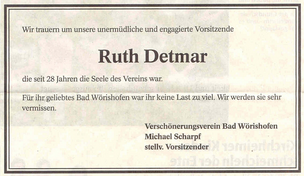 Nachruf Ruth Detmar 2
