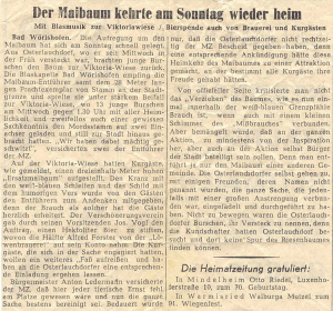 Mindelheimer Zeitung: Der Maibaum kehrte am Sonntag wieder heim 