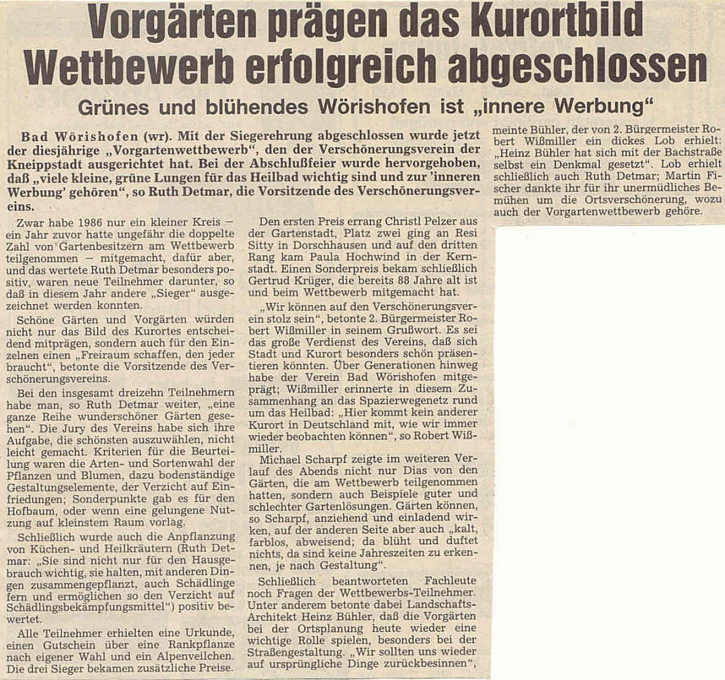 Mindelheimer Zeitung: Vorgärten prägen das Kurortbild