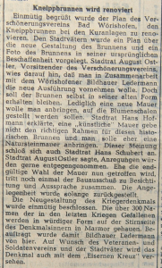 Mindelheimer Zeitung: Kneippbrunnen wird renoviert (Bericht)