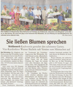 Mindelheimer Zeitung 05.07.2011: Wettbewerb: Kochverein ließ Blumen sprechen