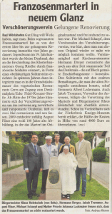 Mindelheimer Zeitung / 09.07.2013: Franzosenmarterl in neuem Glanz