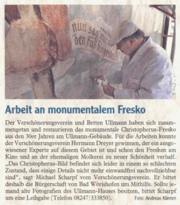 Mindelheimer Zeitung 18.5.2012: Arbeit an monumentalem Fresko