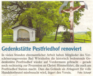 Mindelheimer Zeitung / 24.05.2017: Gedenkstätte Pestfriedhof restauriert