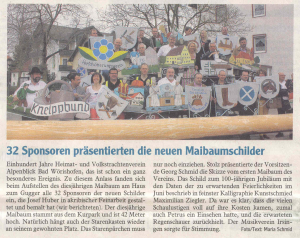 Mindelheimer Zeitung: 32 Sponsoren präsentieren die neuen Maibaumschilder
