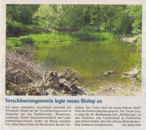 Mindelheimer Zeitung: Verschönerungsverein legt neues Biotop an