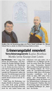 Mindelheimer Zeitung: Erinnerungstafel renoviert