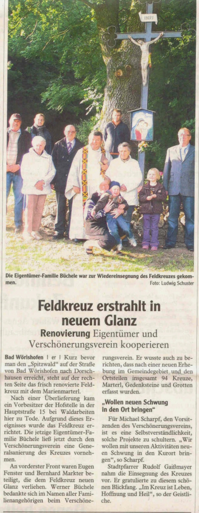 Mindelheimer Zeitung: Feldkreuz erstrahlt in neuem Glanz