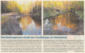 Mindelheimer Zeitung / 04.11.2015: "Verschönerungsvereine schafft neue Feuchtbiotope am Stutweidbach"