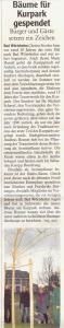 Mindelheimer Zeitung 09.12.2011: Bäume für Kurpark gespendet