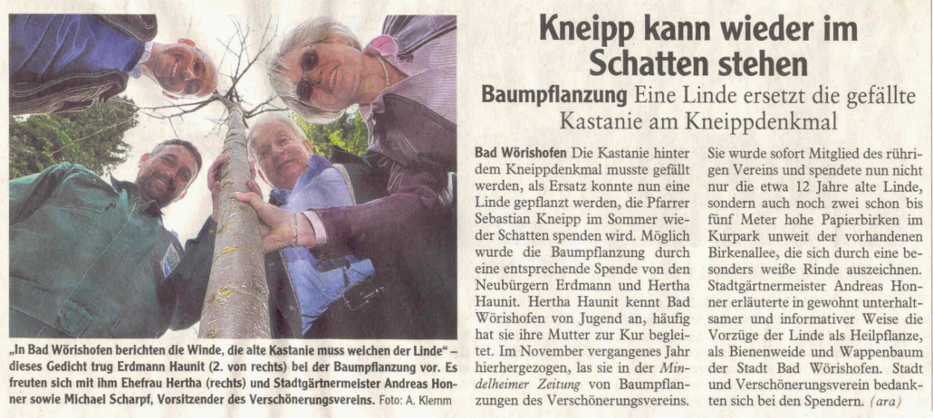 Mindelheimer Zeitung 11042012: Kneipp kann wieder im Schatten stehen