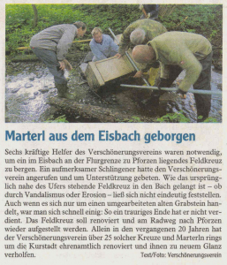 Mindelheimer Zeitung / 28.07.2014: "Marterl aus dem Eisbach geborgen"