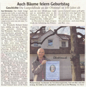 Mindelheimer Zeitung 31.03.2011: Auch Bäume feiern Geburtstag