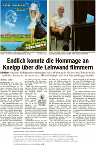 Mindelheimer Zeitung 02.09.21: Homage an Kneipp flimmert über die Leinwand