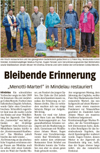 Unterallgaeu Rundschau / 27.04.22: "Menotti-Marterl" in Mindelau restauriert