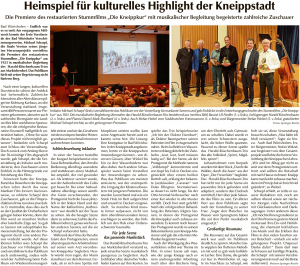 Wochenkurier / 25.05.22: Heimspiel für kulturelles Highlight der Kneippstadt