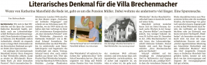 Mindelheimer Zeitung / 06.08.22: Literarisches Denkmal für die Villa Brechenmacher. Eine Spurensuche