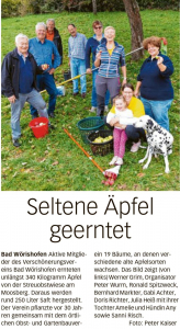 Unterallgäu Rundschau / 19.10.22: Seltene Äpfel geerntet
